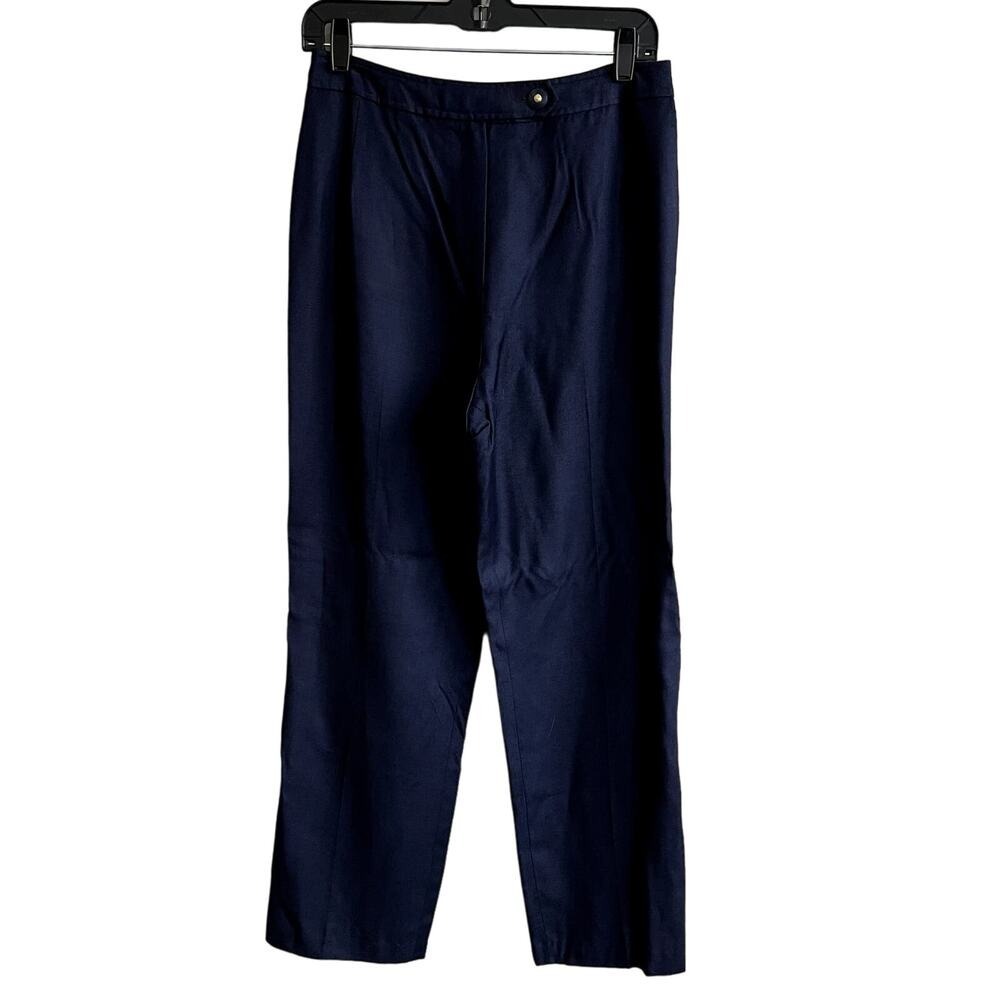 Vintage Evan Picone Trousers Navy Blue Flat Front No Pockets 14 Petite NWT